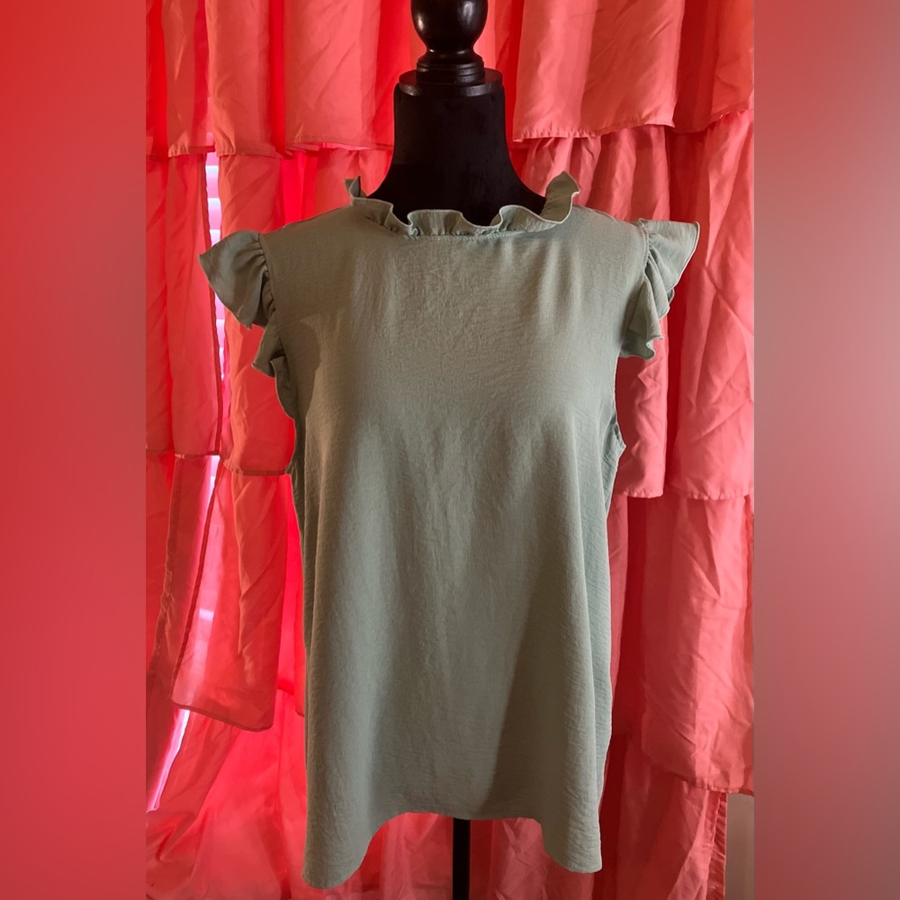 Ruffled Green Women's Top